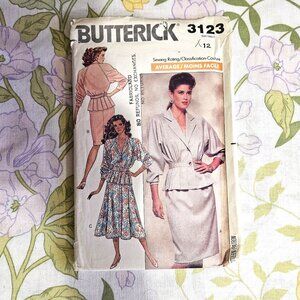 Vintage 80s Sewing Pattern UNCUT Butterick 3123 Size 12